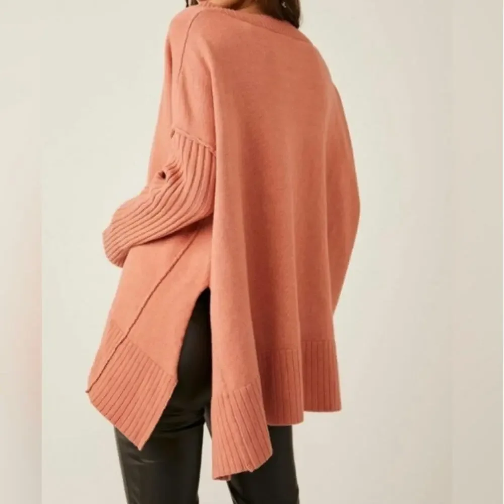 Free People Orion V-Neck Long Sleeve A-Line Tunic in Light Rose Size XS NWT